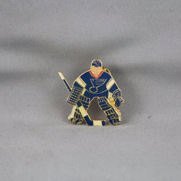 St Louis Blue Pin (VTG) - 1990s Away Goalie by Ace - Inlaid Pin - Picture 3 of 3